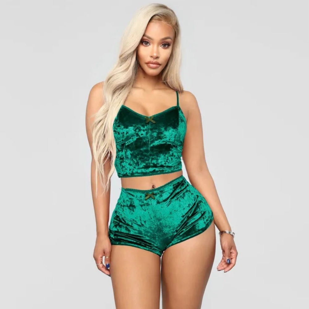 Velvet soft green pajama set